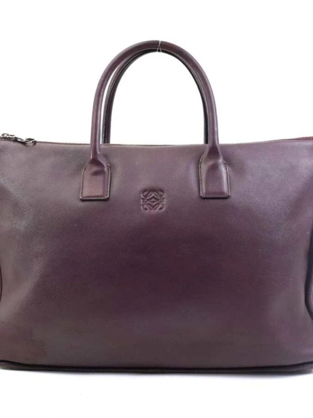 LOEWE Anagram Handbag Burgundy Leather -
